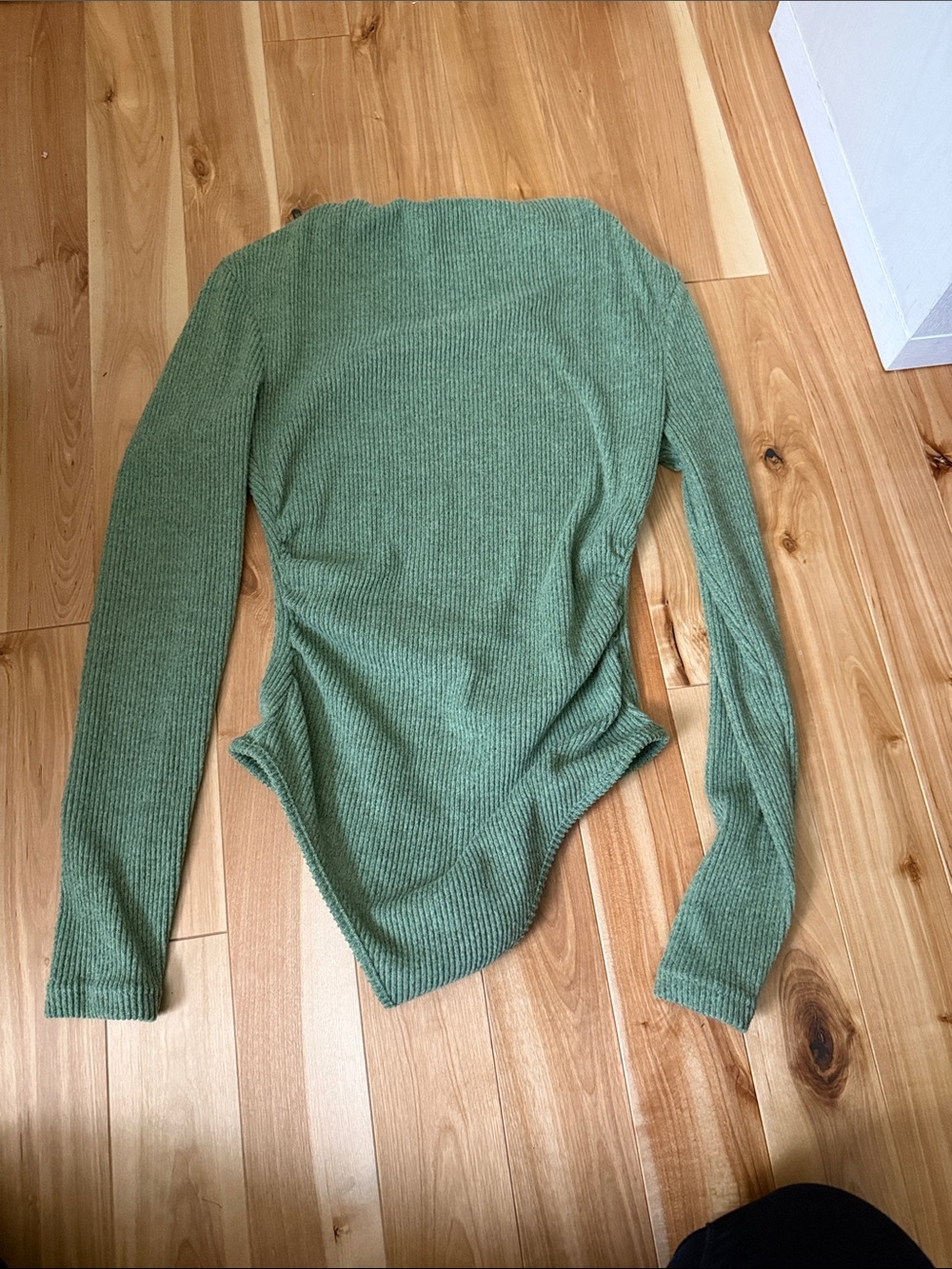 Ribbed Long-Sleeve Knit Bodysuit - Sage Green